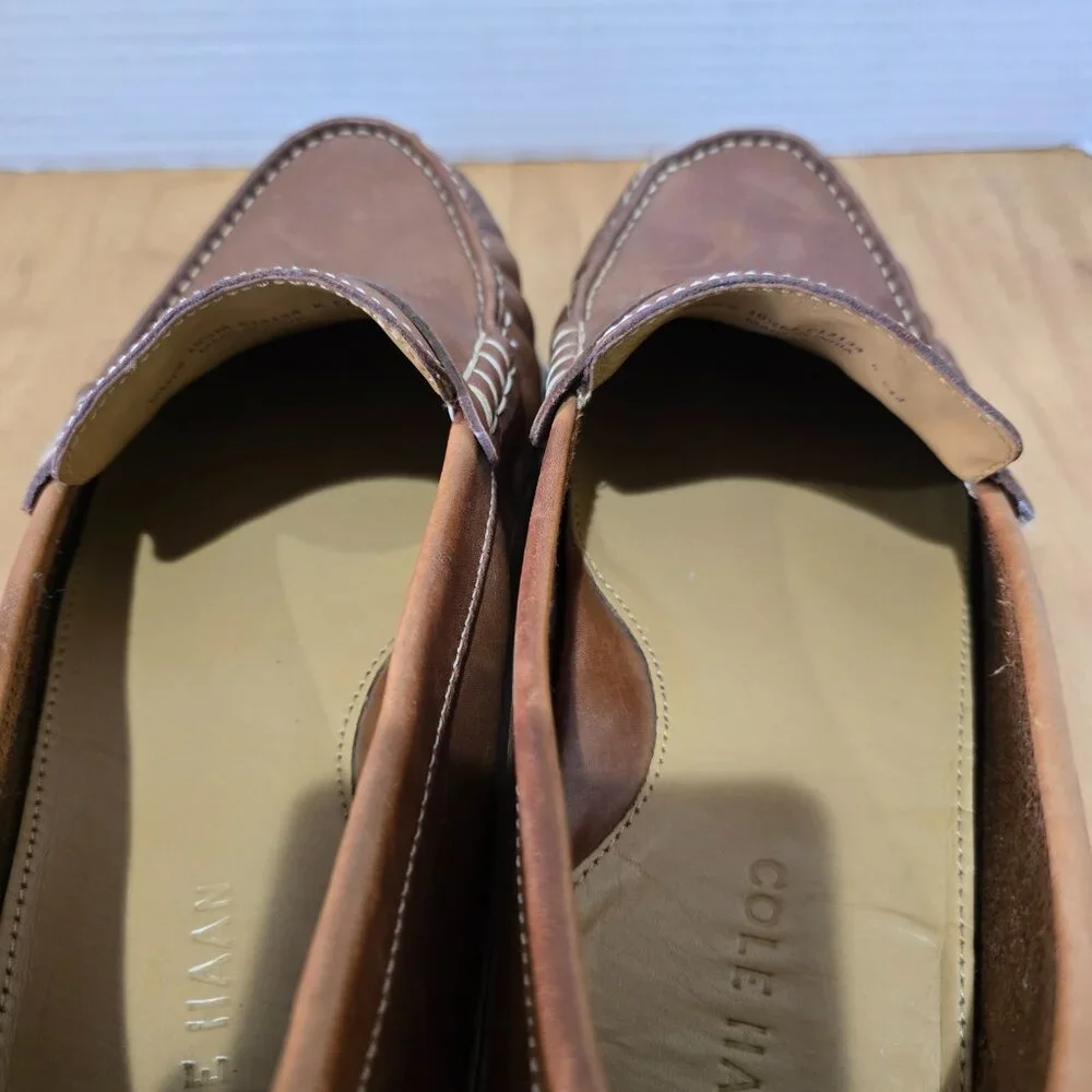 Cole Haan Men's Grant Canoe Leather Penny Driving Loafers C12134 Brown Size 10.5